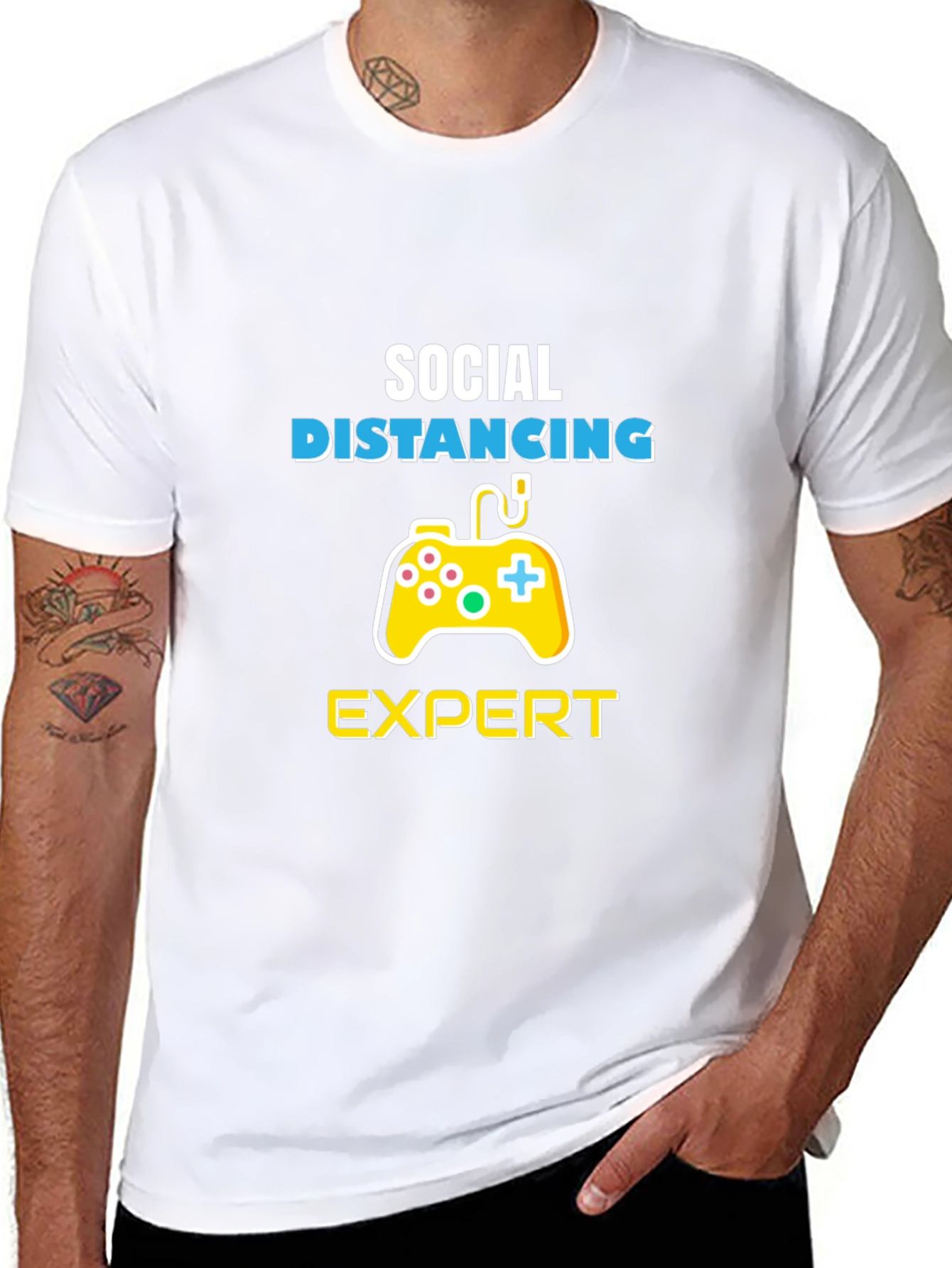 Social Distancing Expert Gamer Black T-Shirt