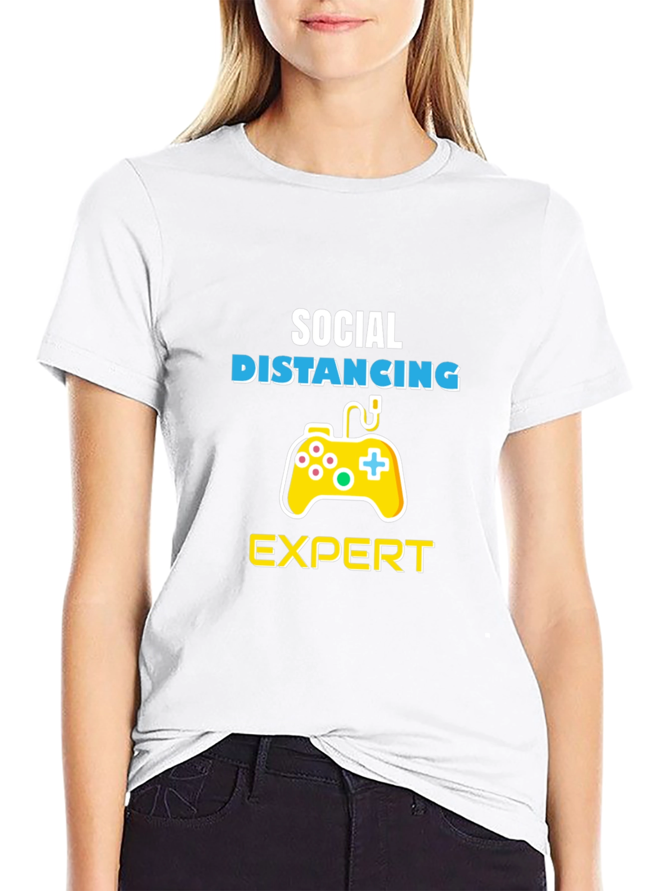 Social Distancing Expert Gamer Black T-Shirt