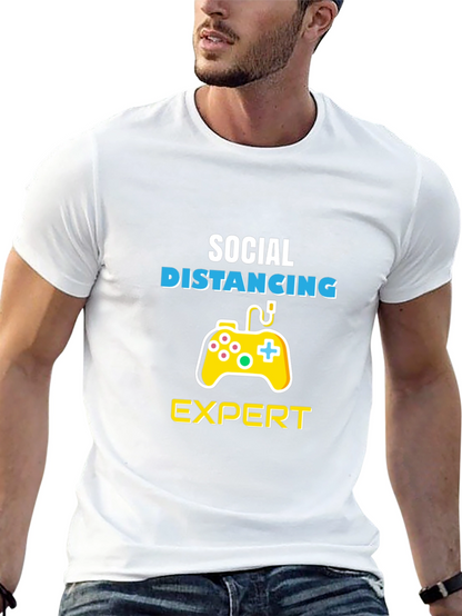 Social Distancing Expert Gamer Black T-Shirt