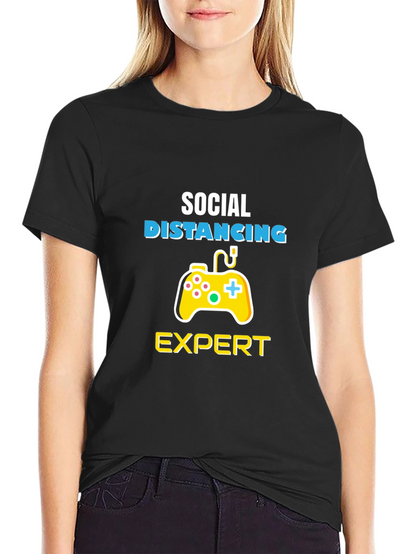 Social Distancing Expert Gamer Black T-Shirt