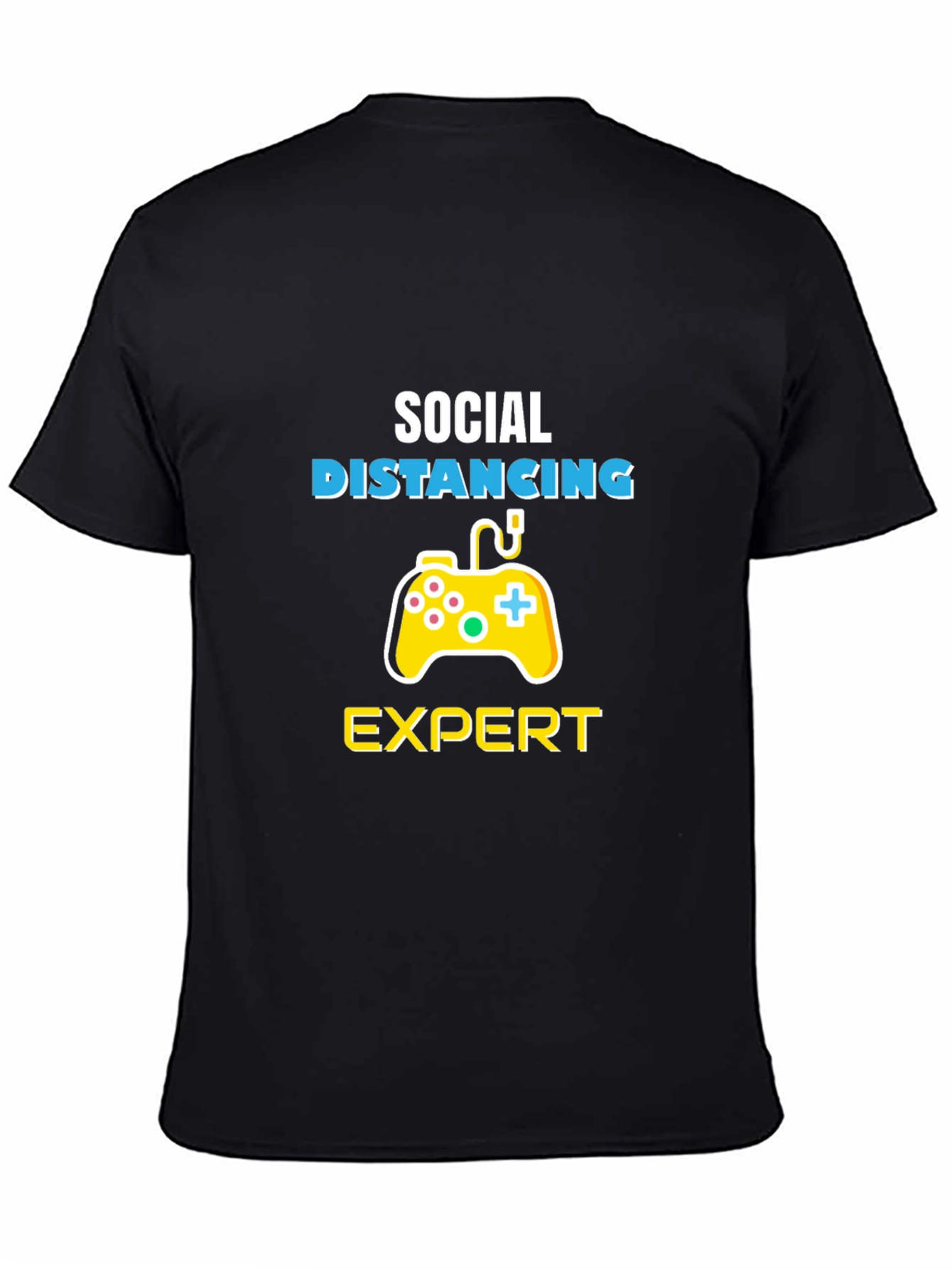 Social Distancing Expert Gamer Black T-Shirt