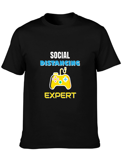 Social Distancing Expert Gamer Black T-Shirt