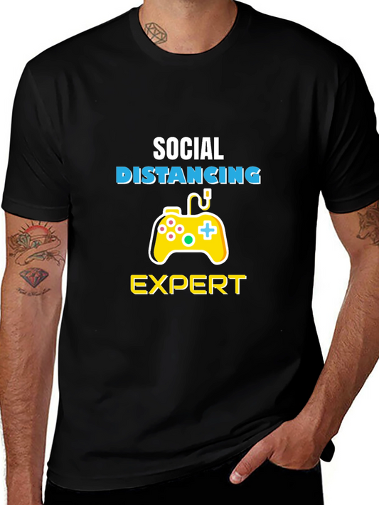 Social Distancing Expert Gamer Black T-Shirt