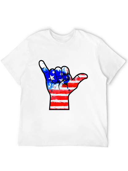 American Flag Shaka Hand Black T-Shirt