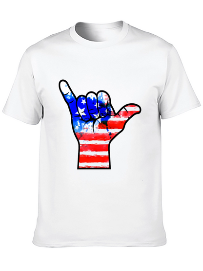 American Flag Shaka Hand Black T-Shirt