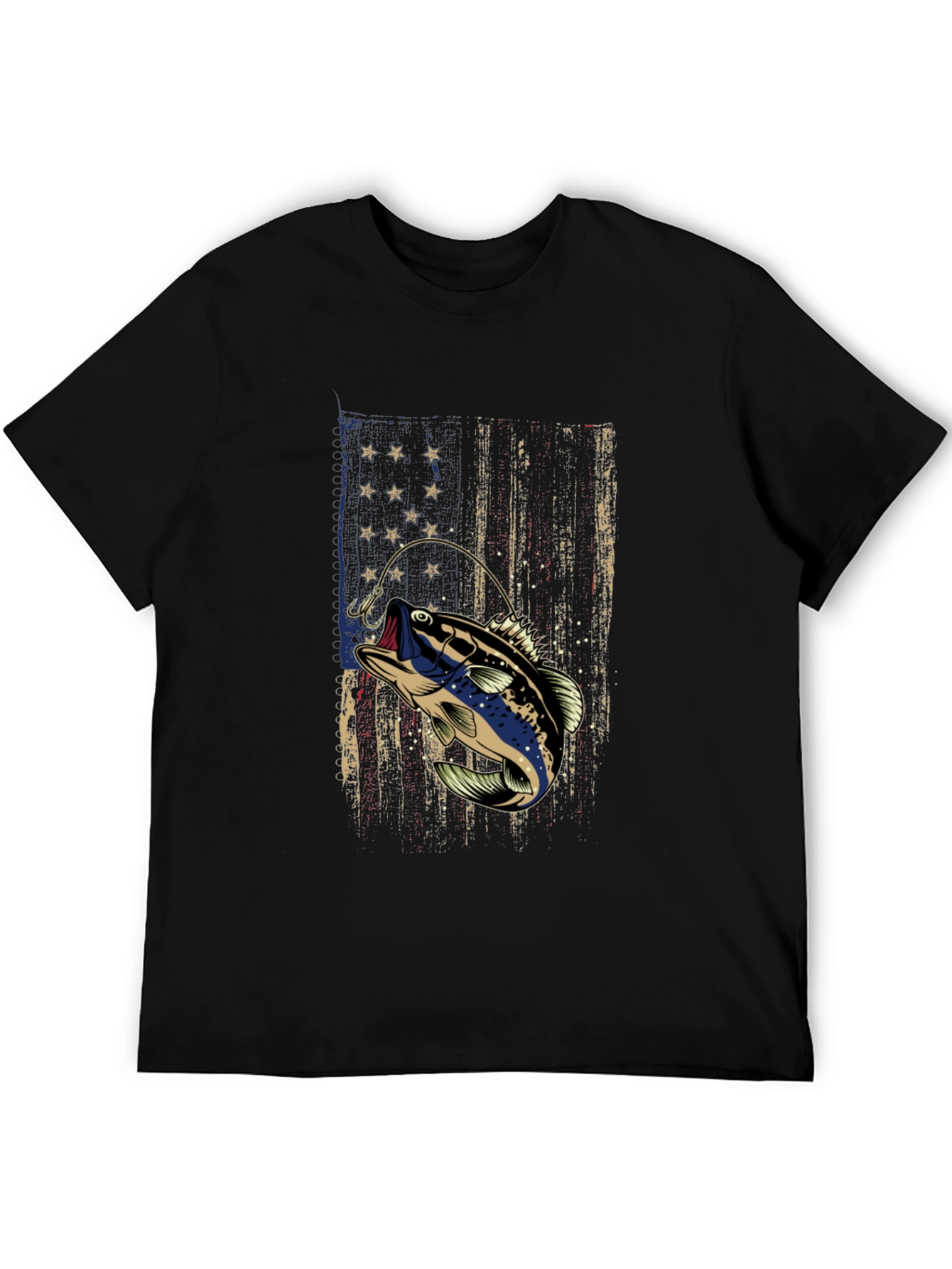 Fishing Bass American Flag T-Shirt