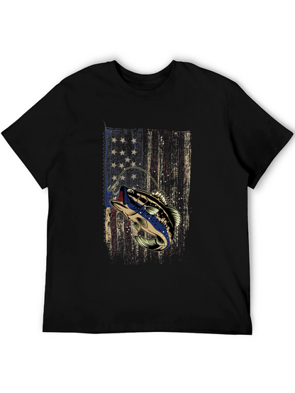 Fishing Bass American Flag T-Shirt