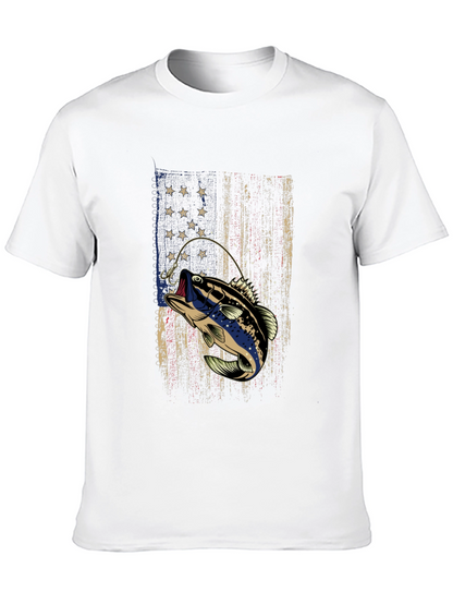 Fishing Bass American Flag T-Shirt