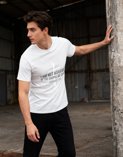 “I Am Not Ashamed of the Gospel” Christian T-Shirt - Romans 1:16 Faith Statement Tee for Men & Women