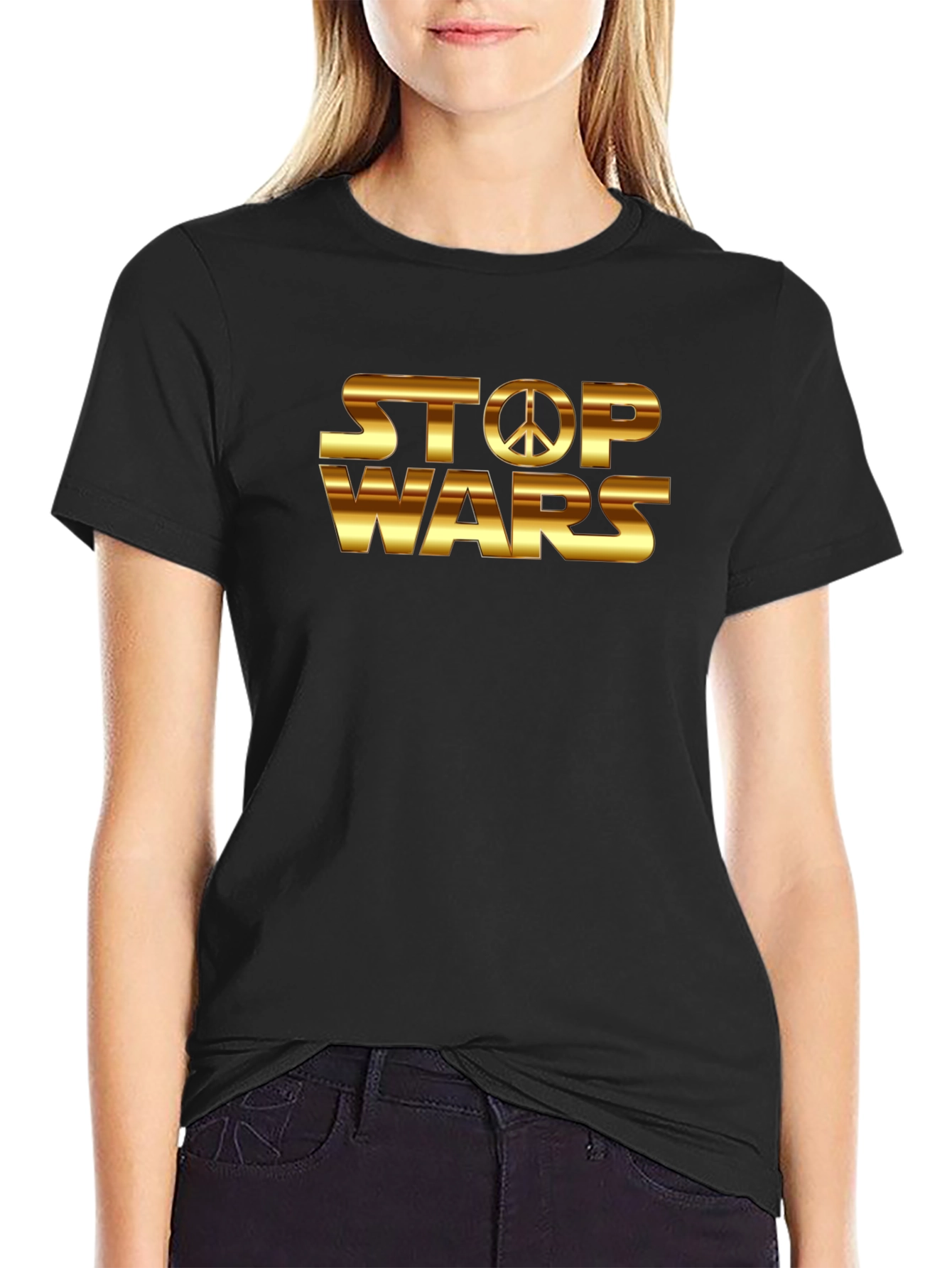 Stop Wars Peace Sign Graphic T-Shirt