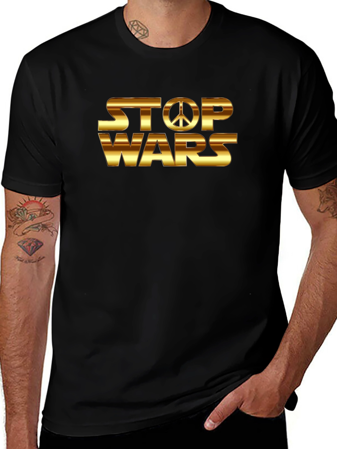 Stop Wars Peace Sign Graphic T-Shirt