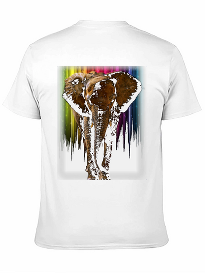 Rainbow Elephant Print Black T-Shirt