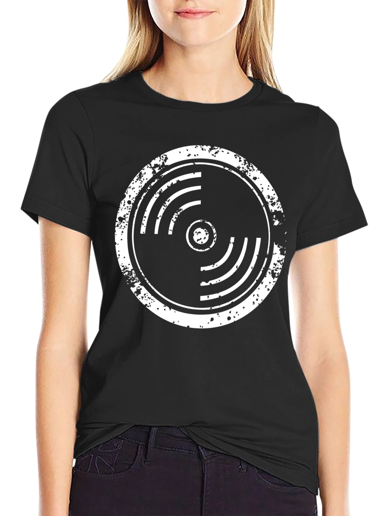 Distressed Vinyl Record Graphic T-Shirt