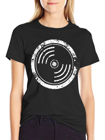 Distressed Vinyl Record Graphic T-Shirt