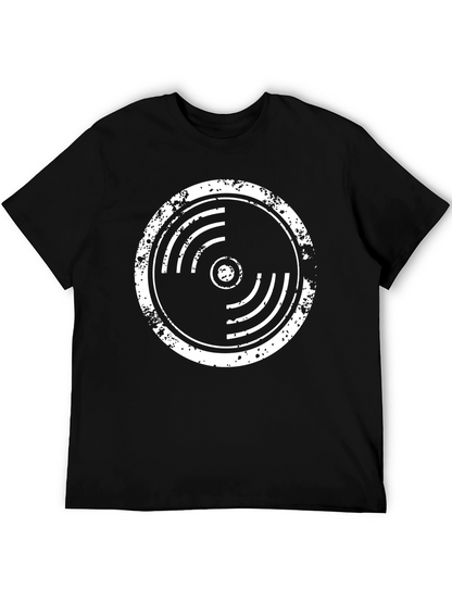 Distressed Vinyl Record Graphic T-Shirt