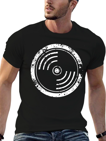 Distressed Vinyl Record Graphic T-Shirt