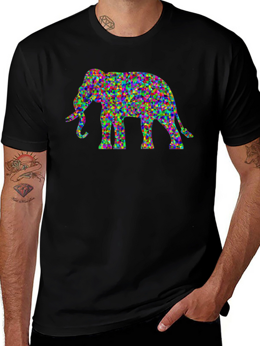 Geometric Elephant Graphic Tee - Unique Mens T-Shirt