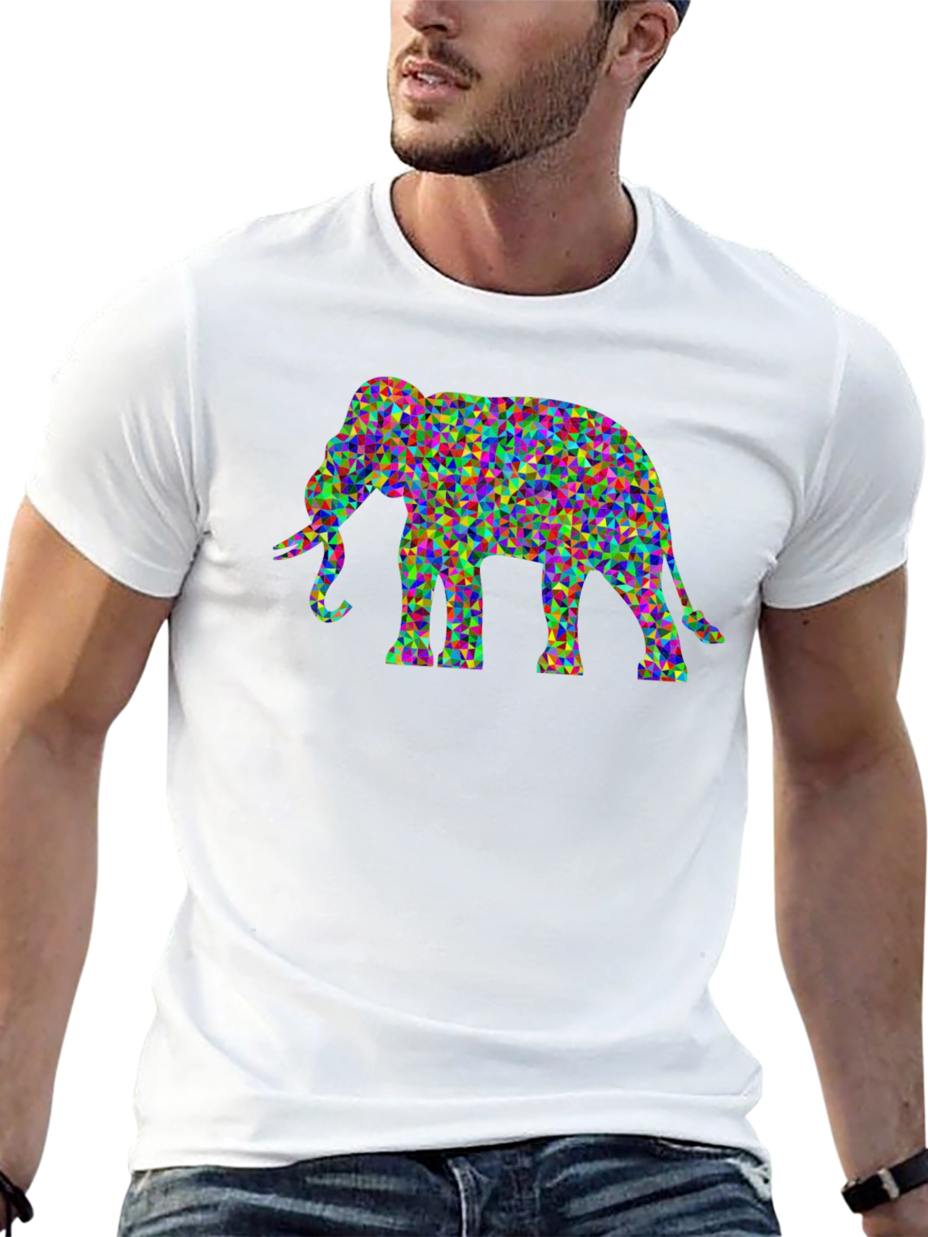 Geometric Elephant Graphic Tee - Unique Mens T-Shirt