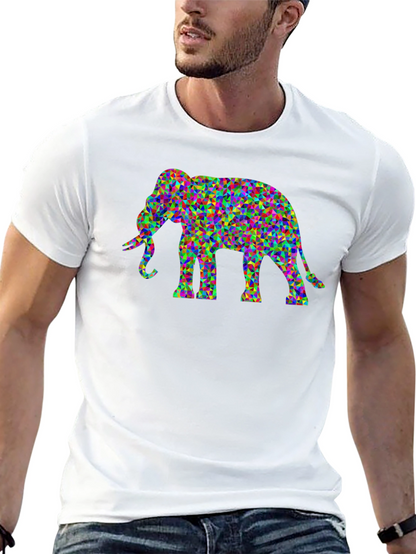 Geometric Elephant Graphic Tee - Unique Mens T-Shirt