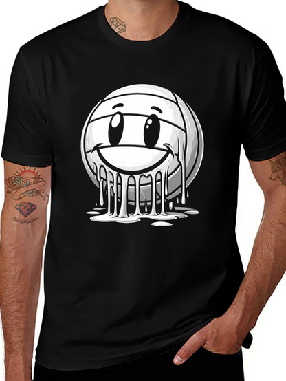 Smiley Volleyball Graphic T-Shirt - Black