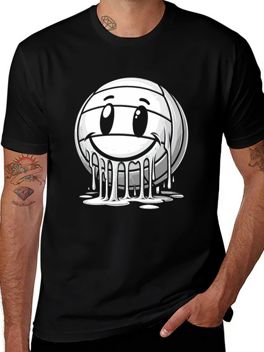 Smiley Volleyball Graphic T-Shirt - Black