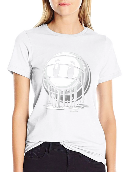 Smiley Volleyball Graphic T-Shirt - Black