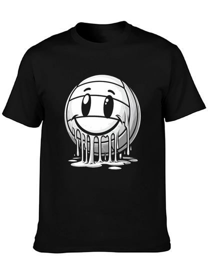 Smiley Volleyball Graphic T-Shirt - Black