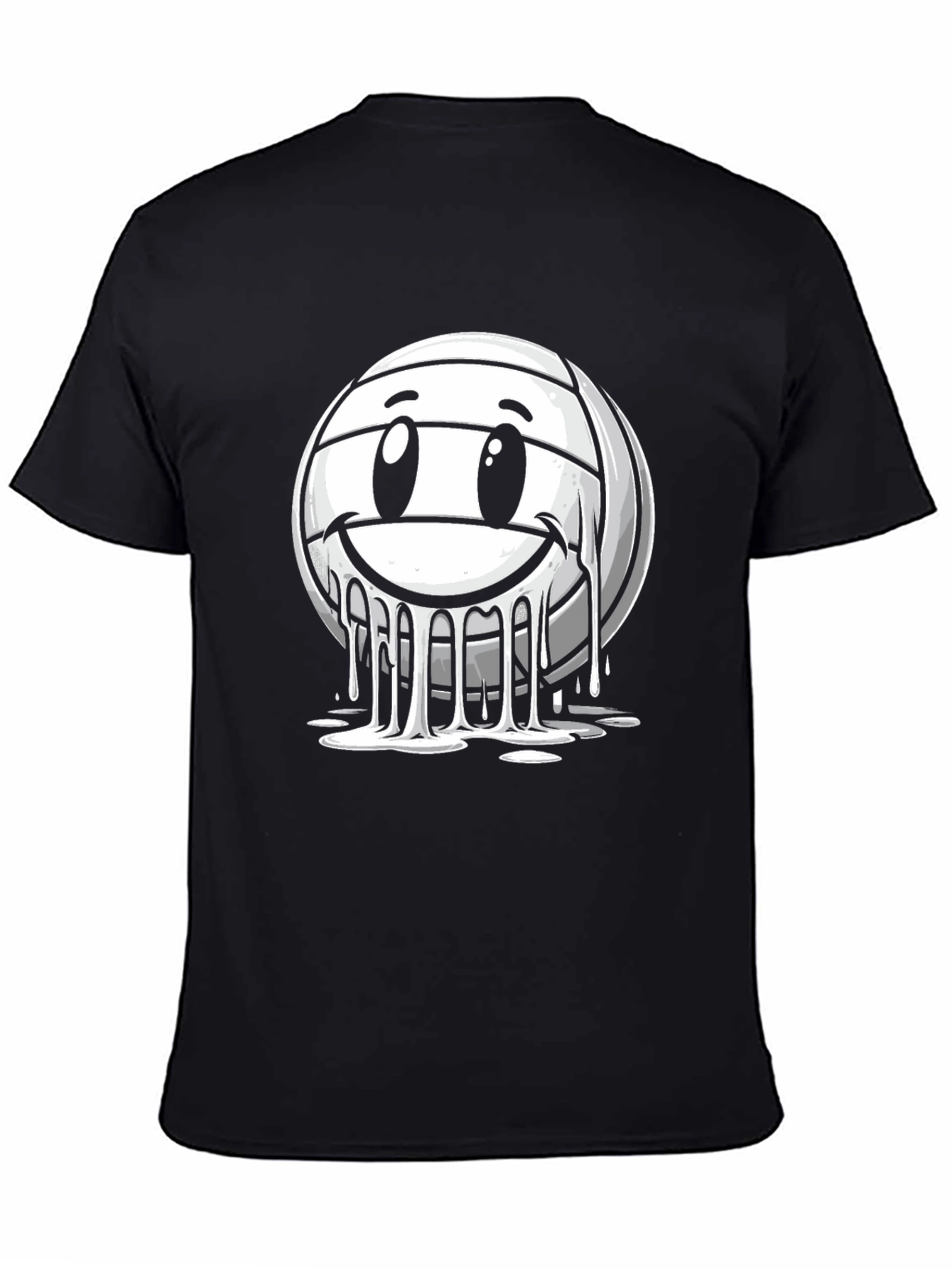 Smiley Volleyball Graphic T-Shirt - Black