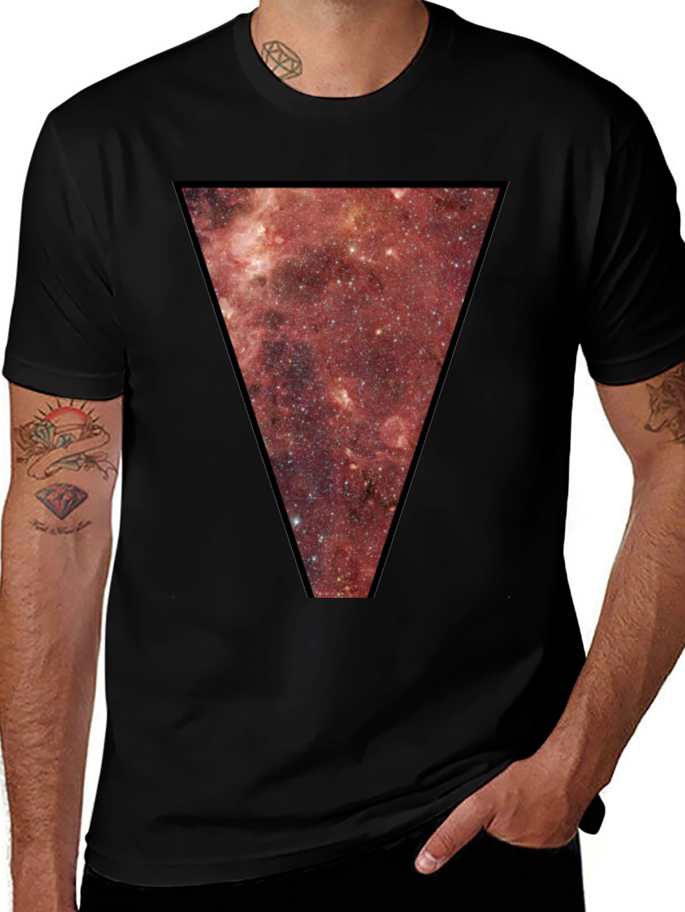 Nebula Triangle Graphic Tee - Black Cotton Blend