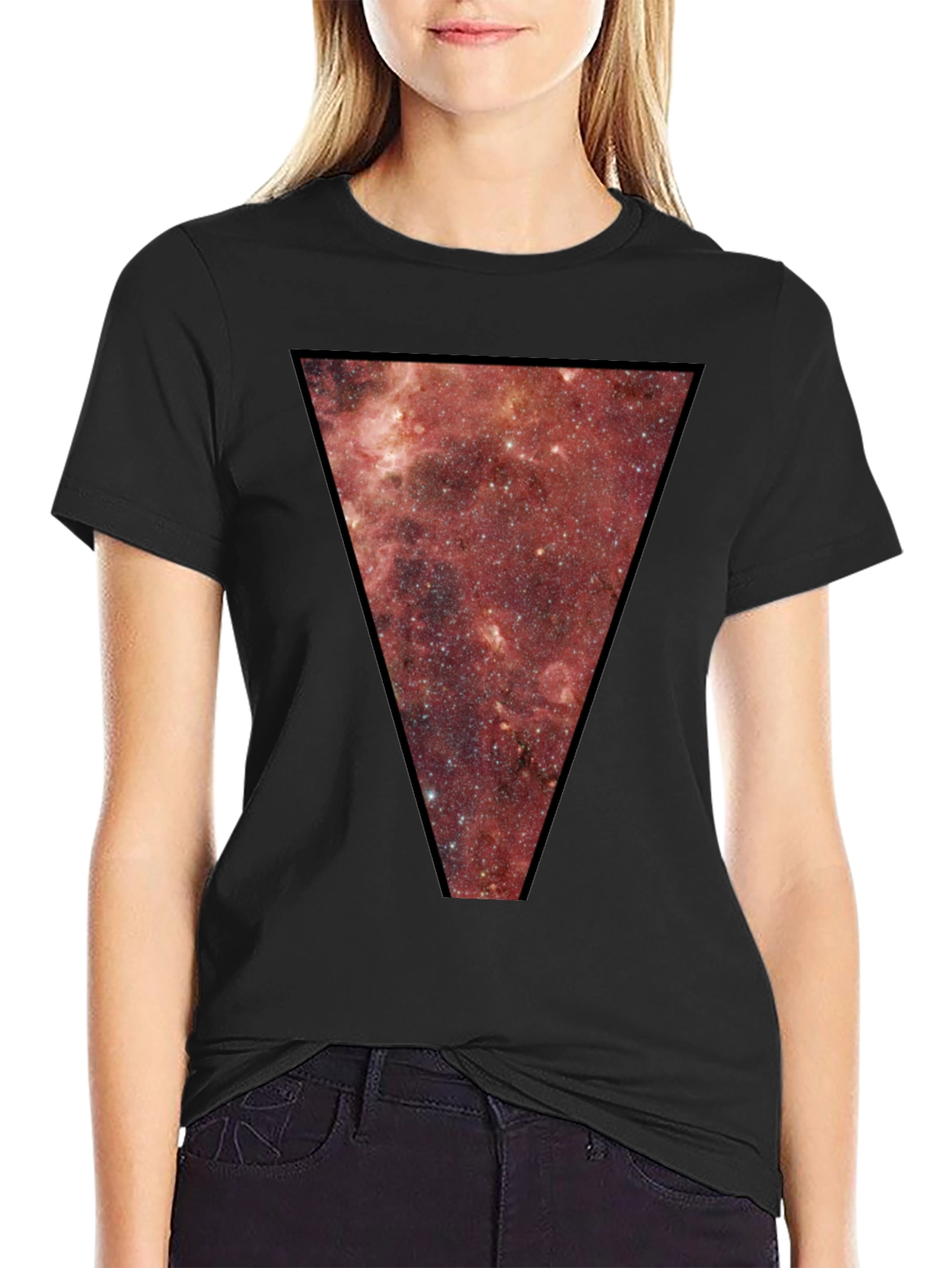 Nebula Triangle Graphic Tee - Black Cotton Blend