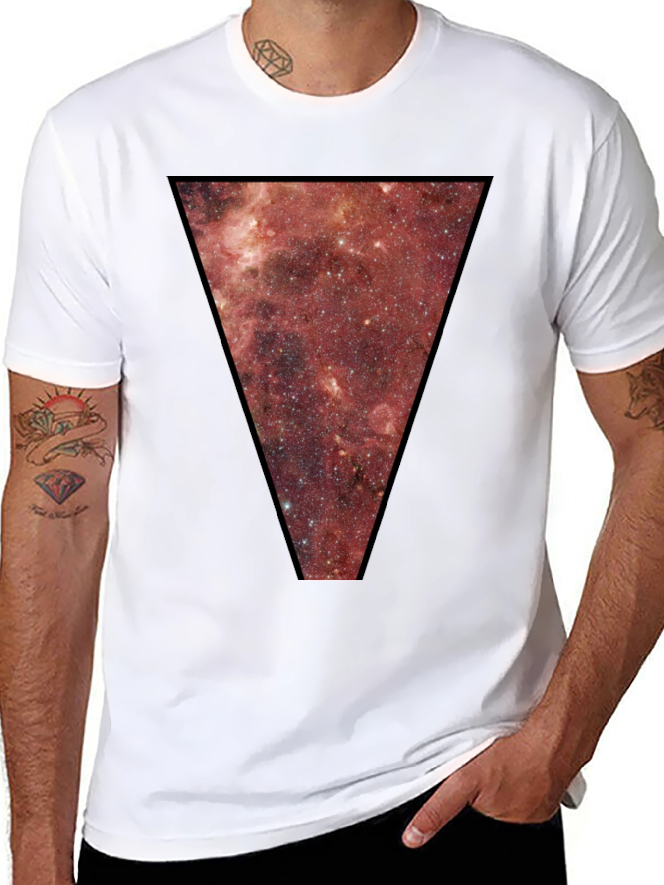 Nebula Triangle Graphic Tee - Black Cotton Blend