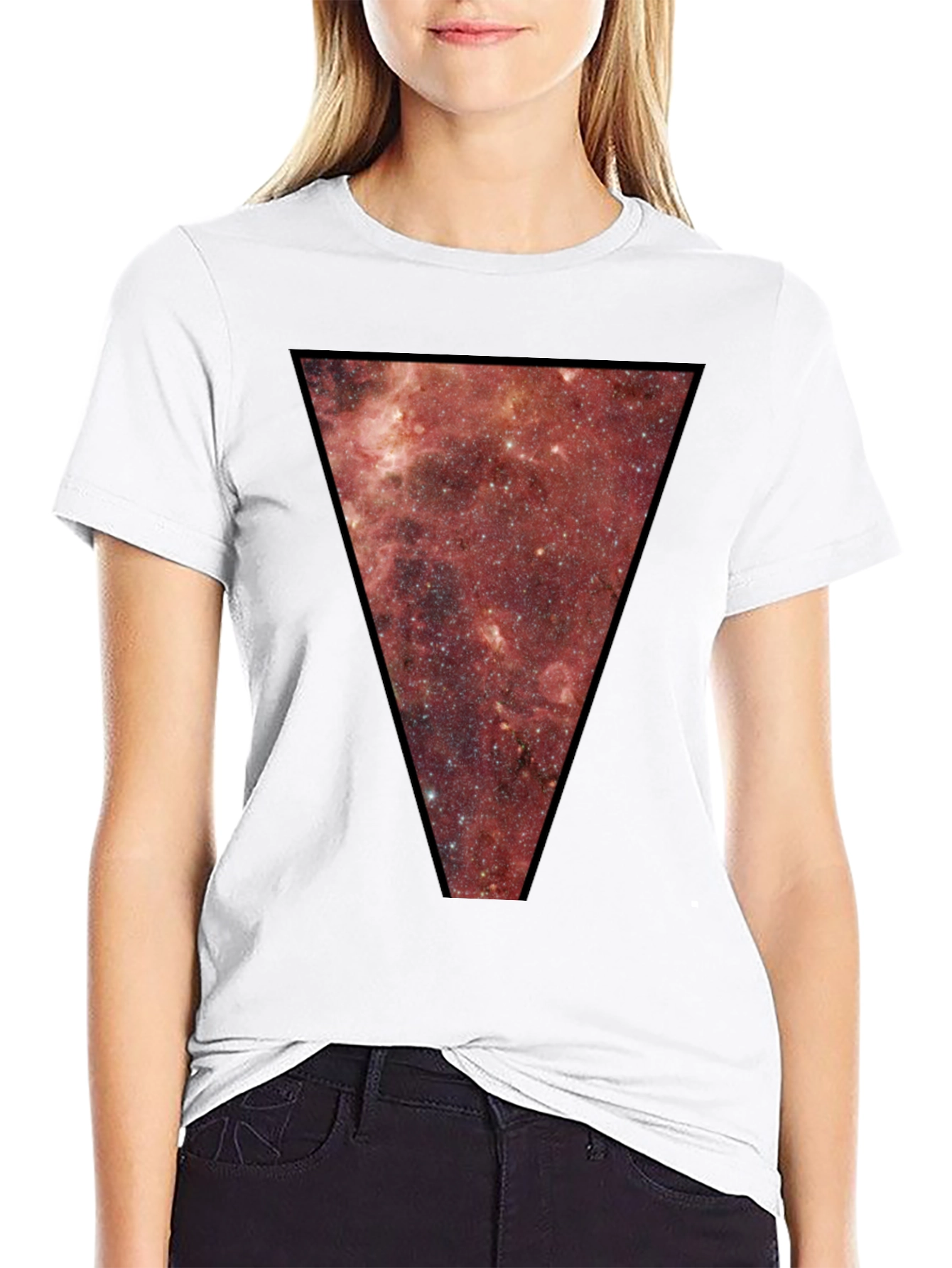 Nebula Triangle Graphic Tee - Black Cotton Blend