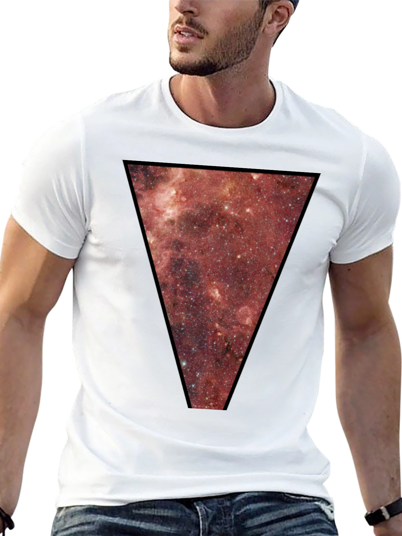 Nebula Triangle Graphic Tee - Black Cotton Blend