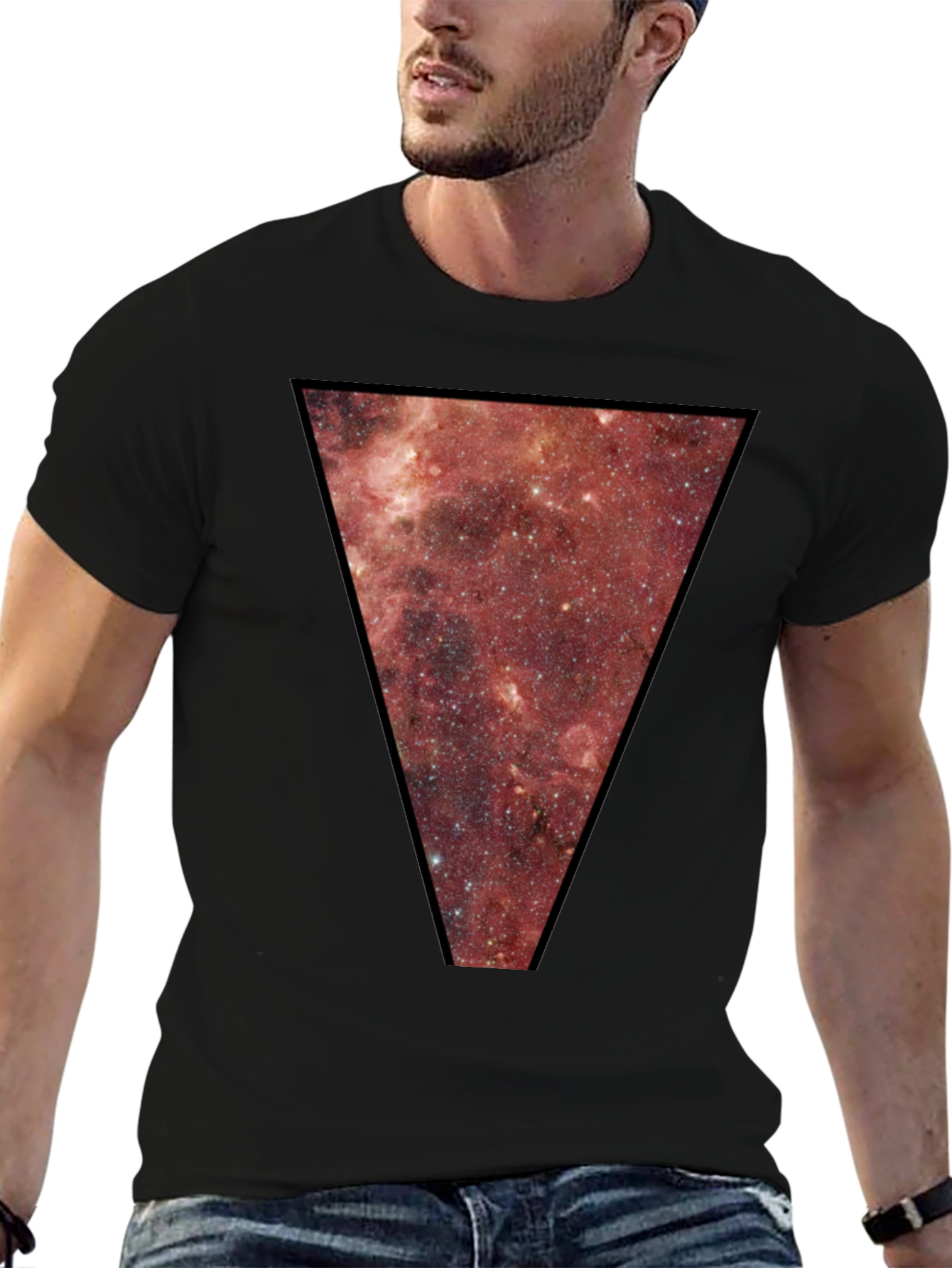 Nebula Triangle Graphic Tee - Black Cotton Blend