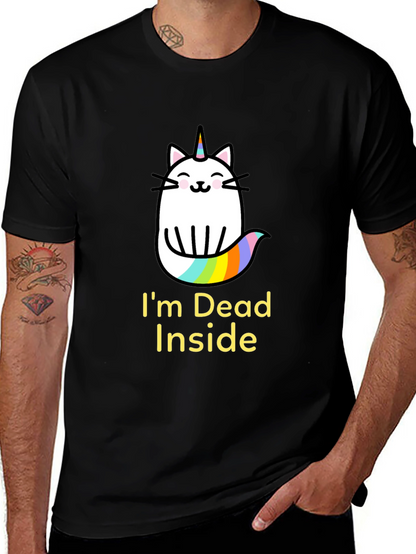 Dead Inside Unicorn Cat Graphic Tee