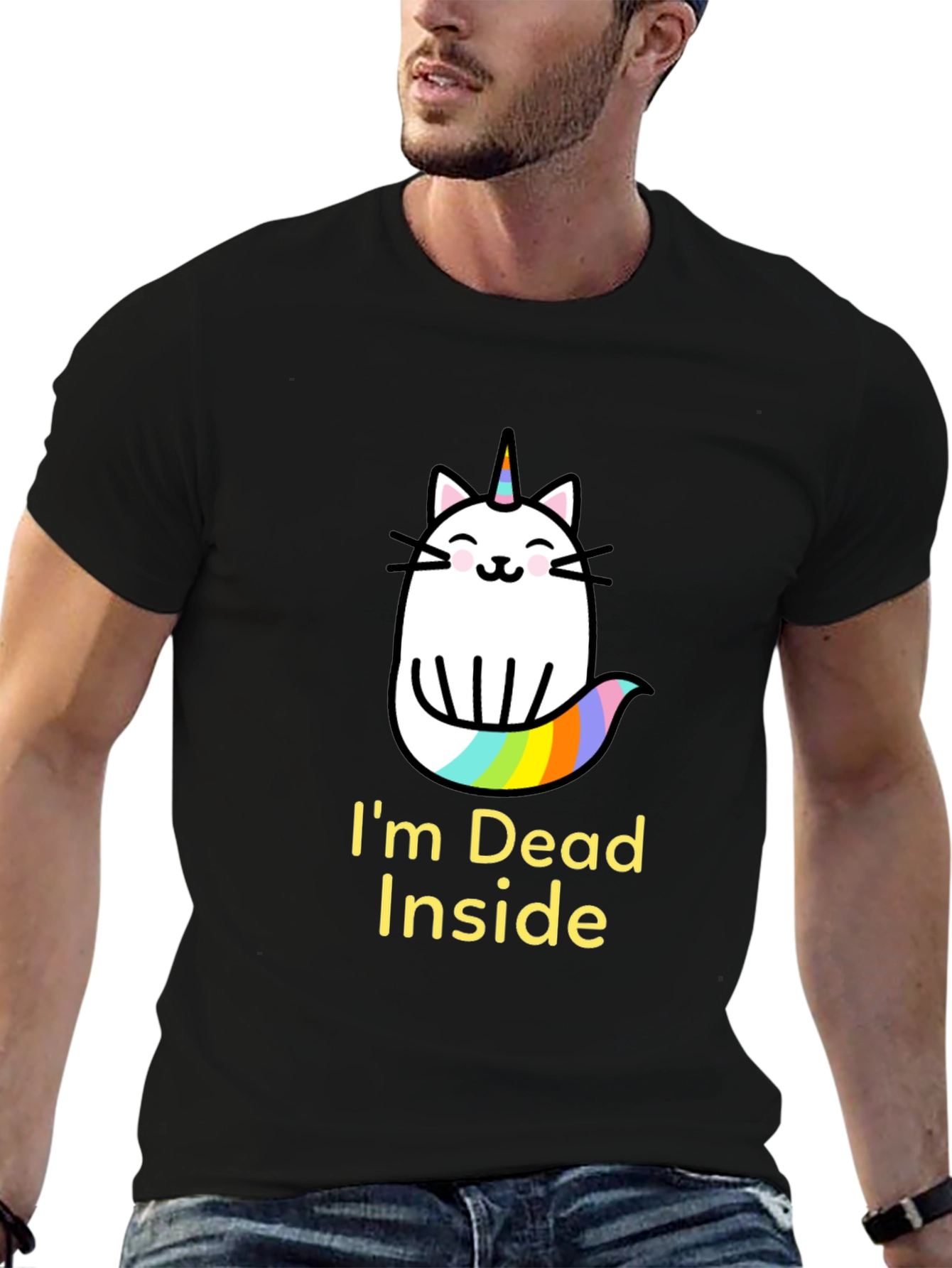 Dead Inside Unicorn Cat Graphic Tee