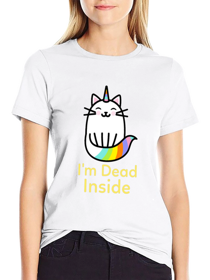 Dead Inside Unicorn Cat Graphic Tee