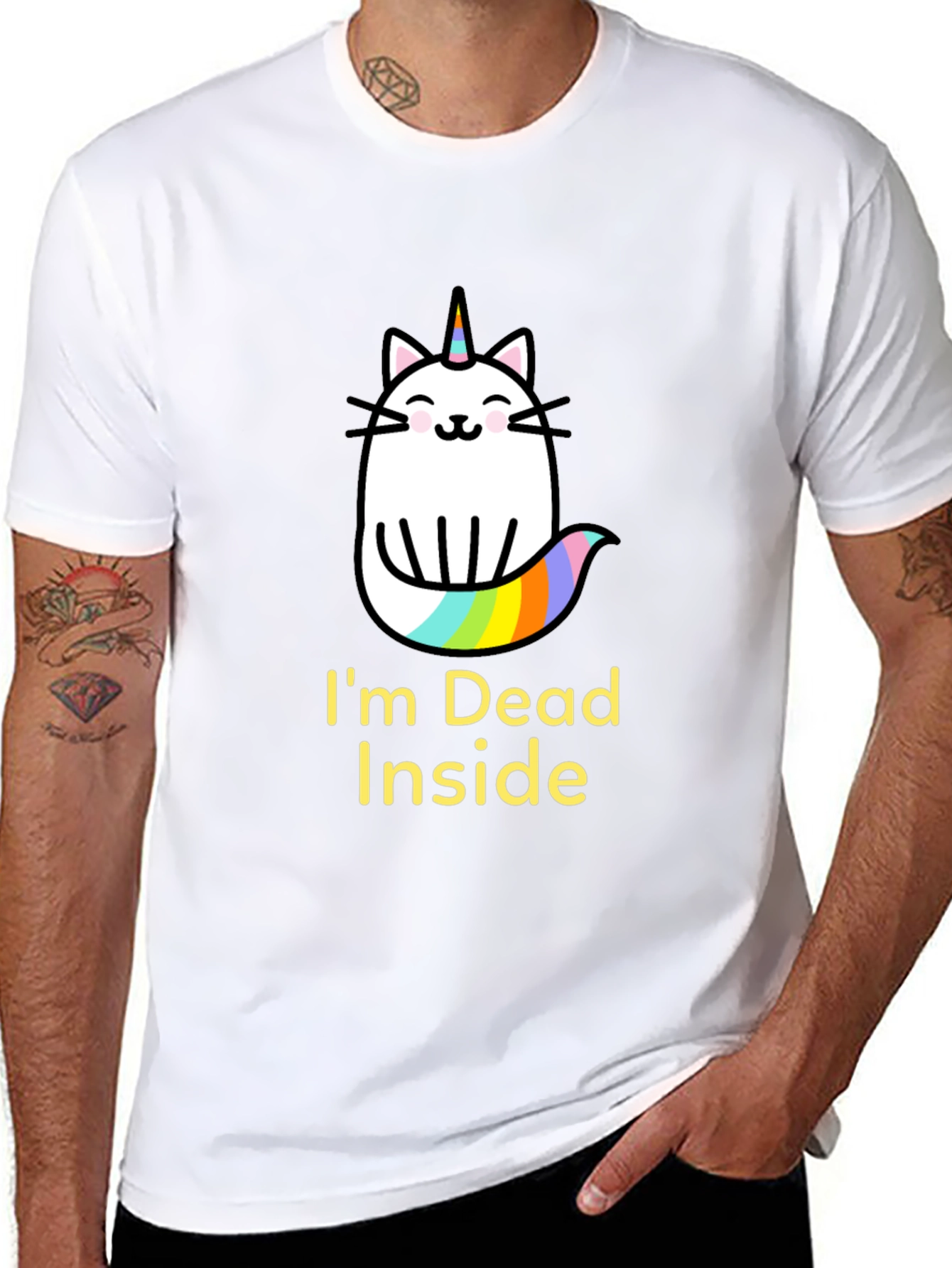 Dead Inside Unicorn Cat Graphic Tee