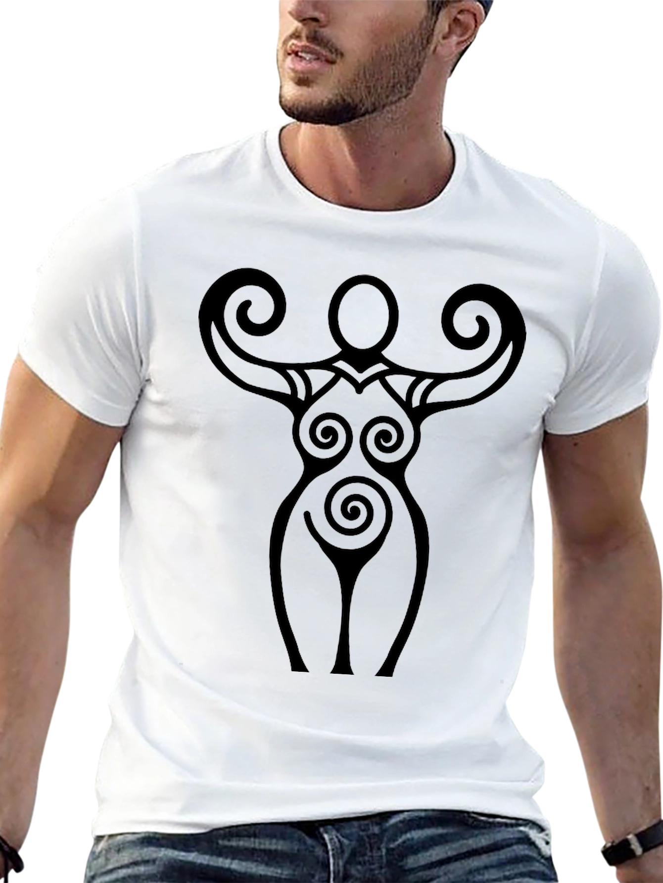 Spiral Goddess Graphic Tee - Black Cotton T-Shirt
