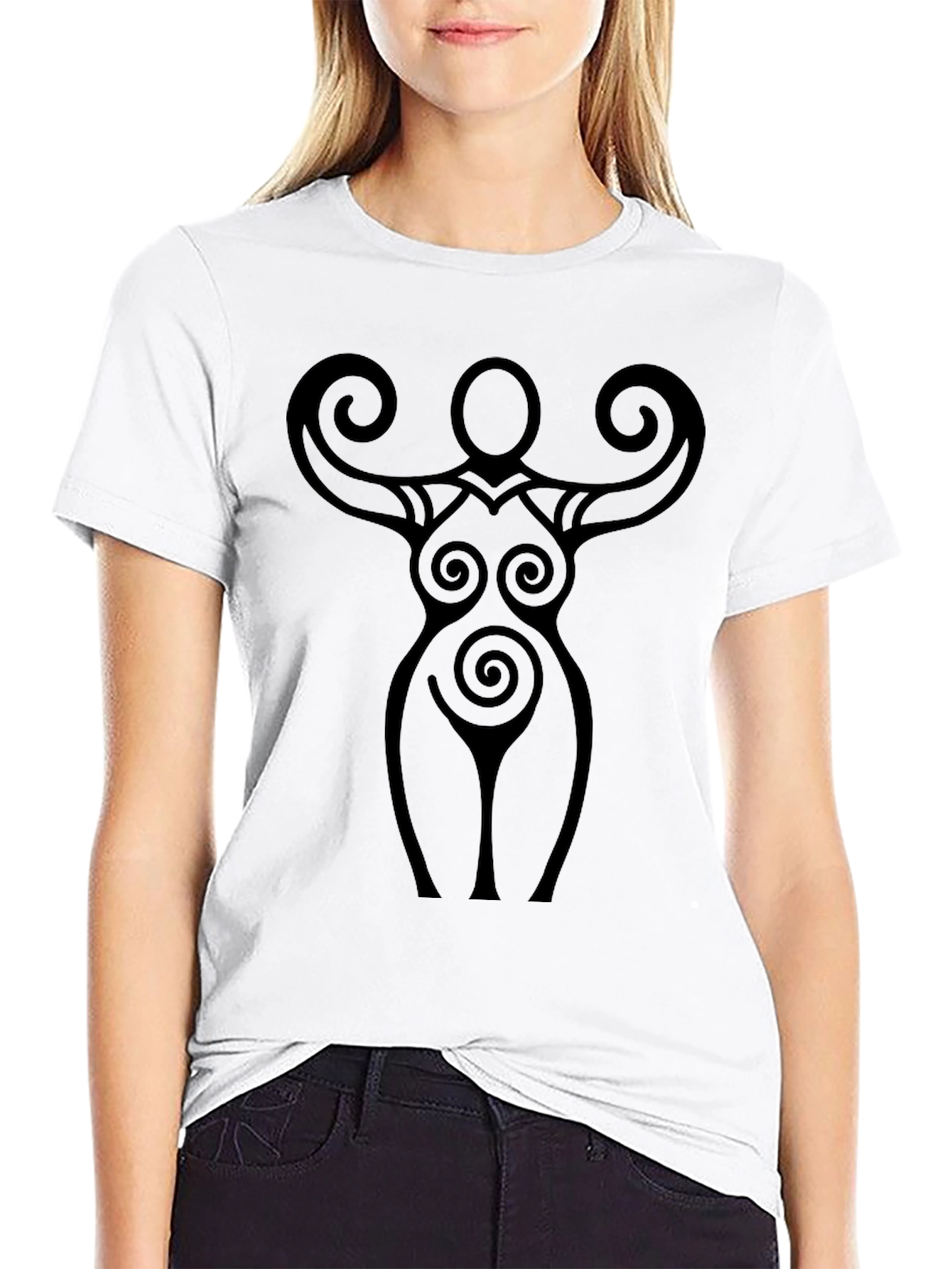 Spiral Goddess Graphic Tee - Black Cotton T-Shirt