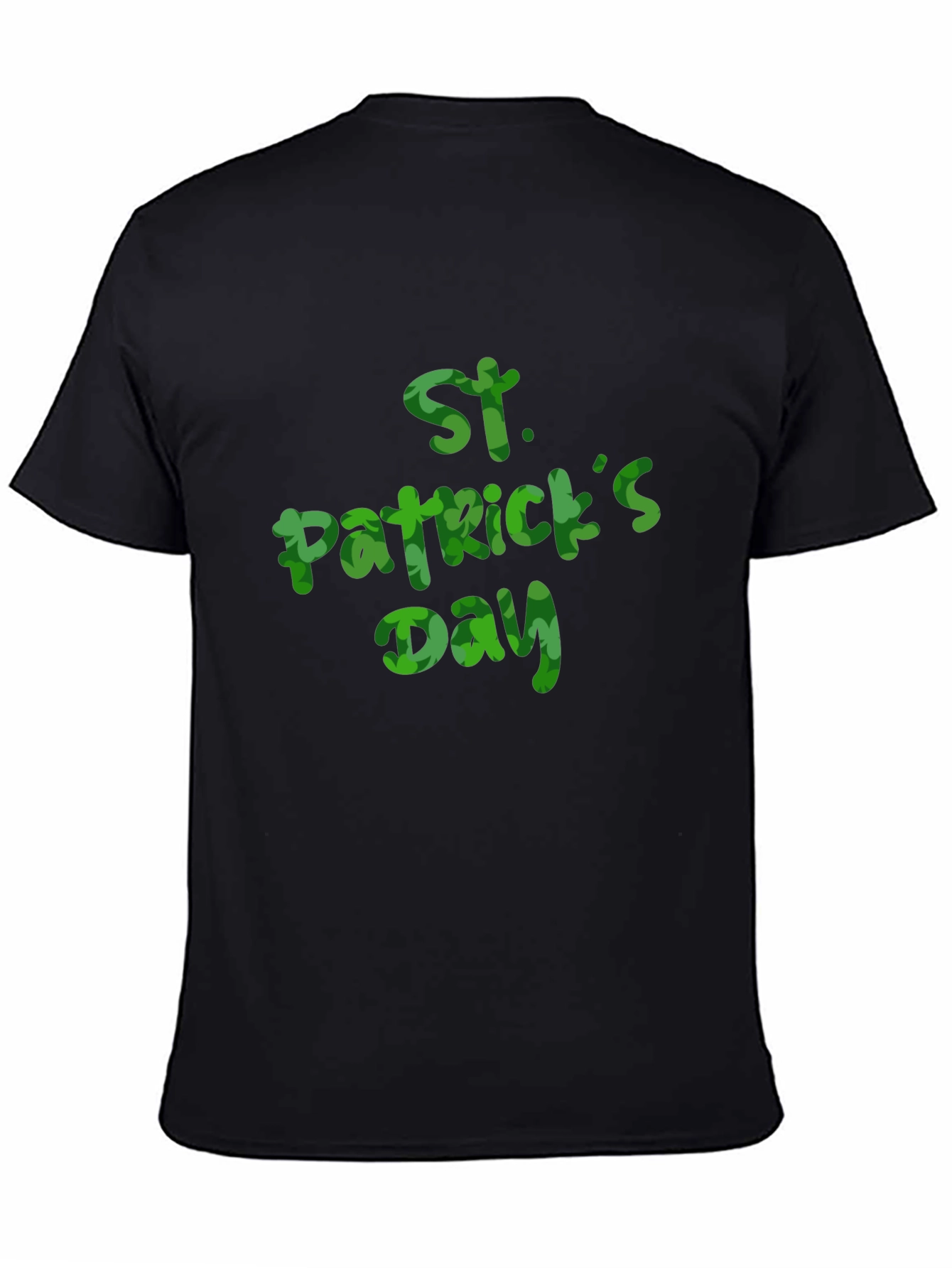 St. Patricks Day Clover Print Black T-Shirt