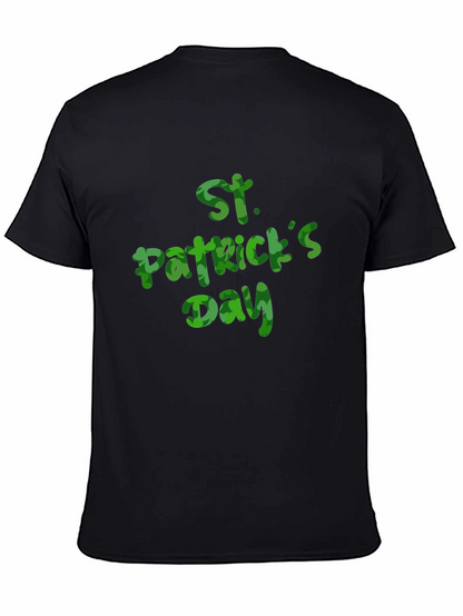 St. Patricks Day Clover Print Black T-Shirt