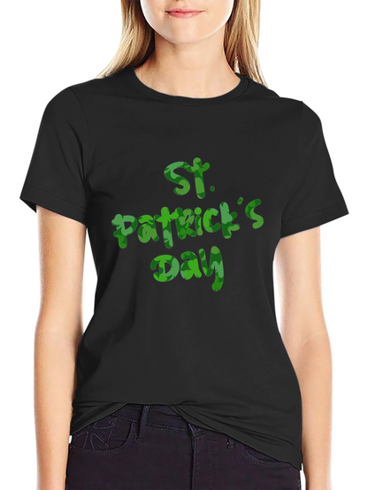 St. Patricks Day Clover Print Black T-Shirt