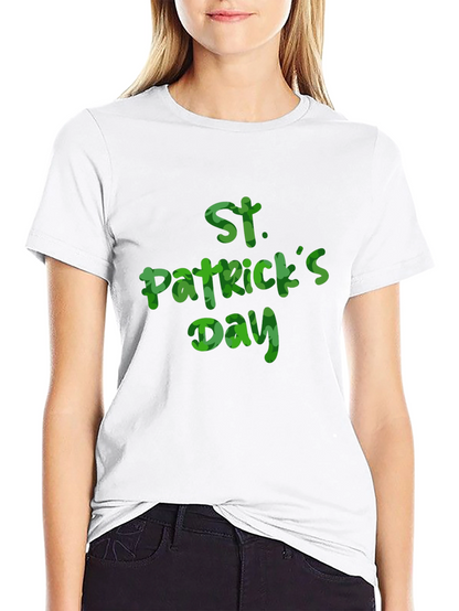 St. Patricks Day Clover Print Black T-Shirt