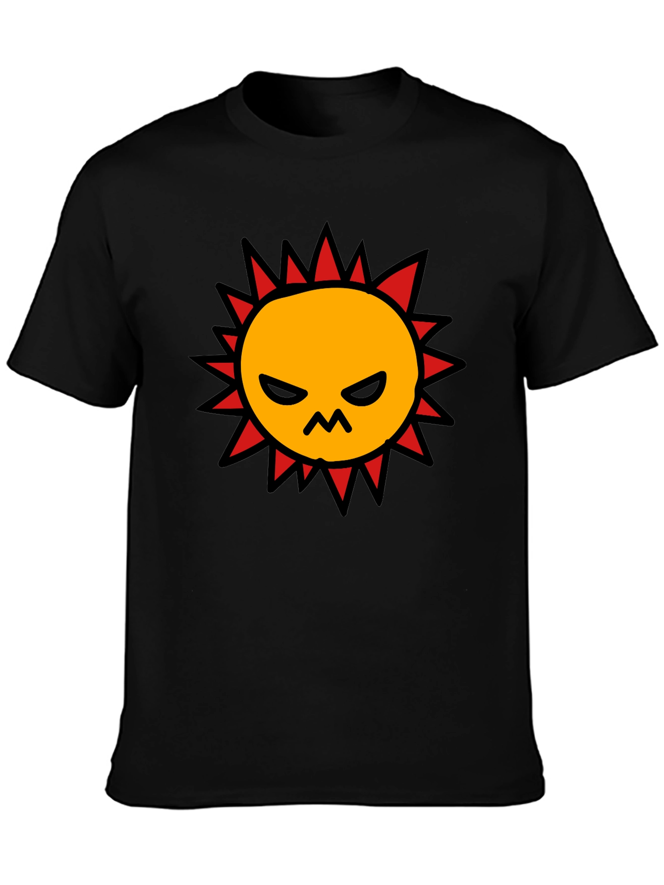 Angry Sun Graphic Tee - Black Cotton T-Shirt