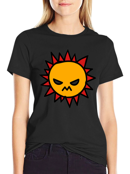 Angry Sun Graphic Tee - Black Cotton T-Shirt