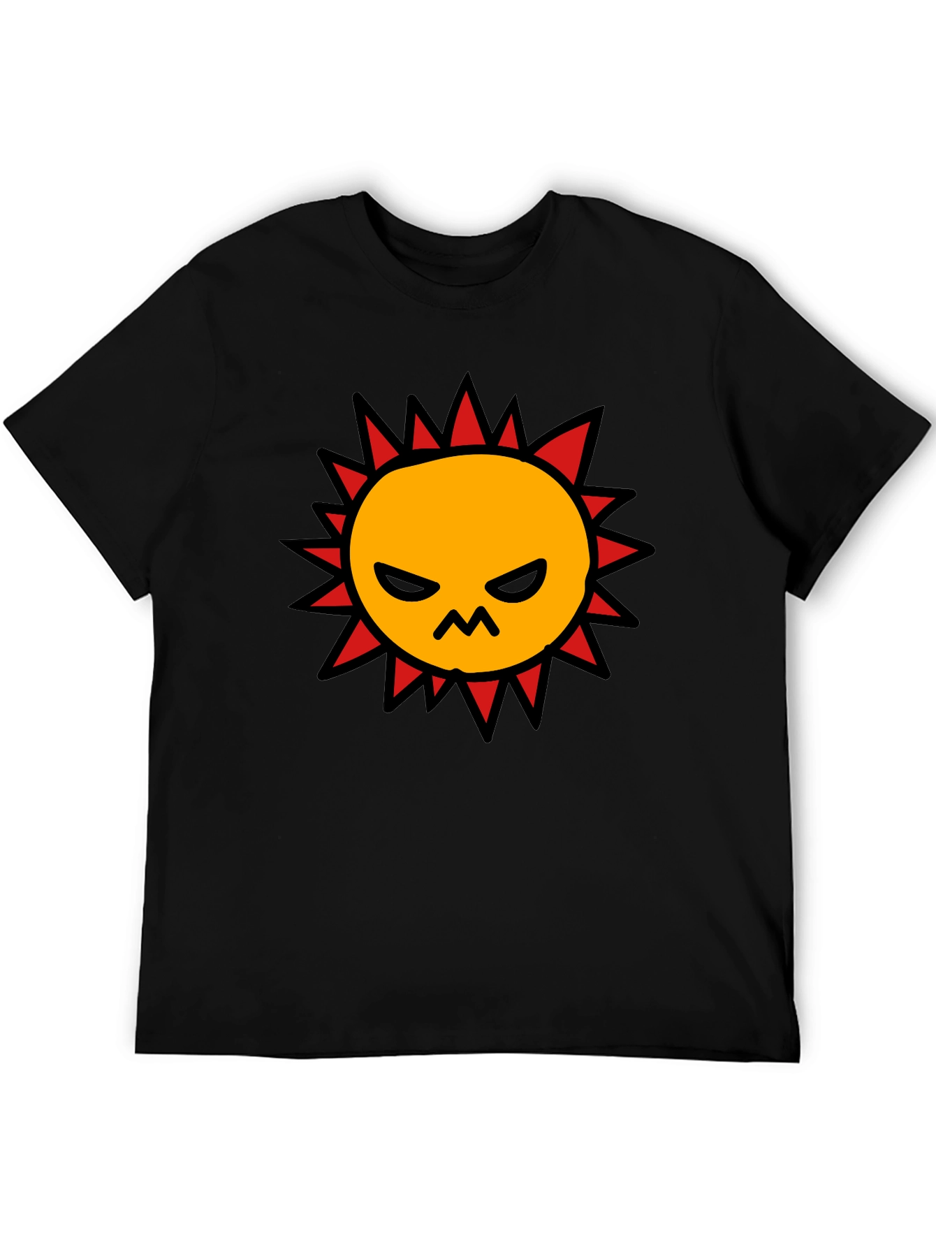 Angry Sun Graphic Tee - Black Cotton T-Shirt