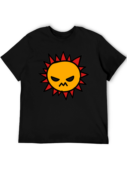 Angry Sun Graphic Tee - Black Cotton T-Shirt