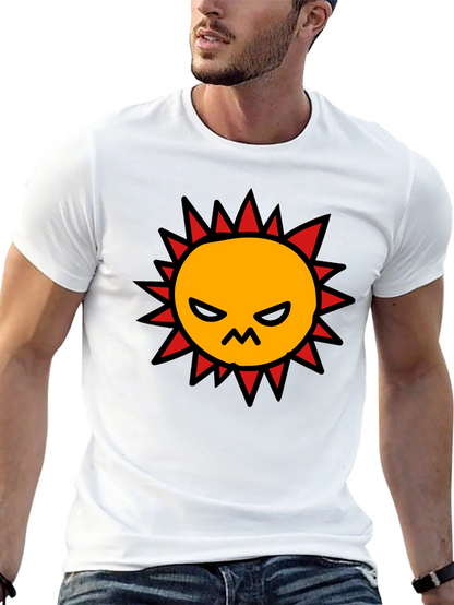 Angry Sun Graphic Tee - Black Cotton T-Shirt