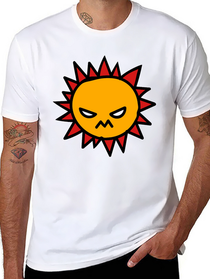 Angry Sun Graphic Tee - Black Cotton T-Shirt
